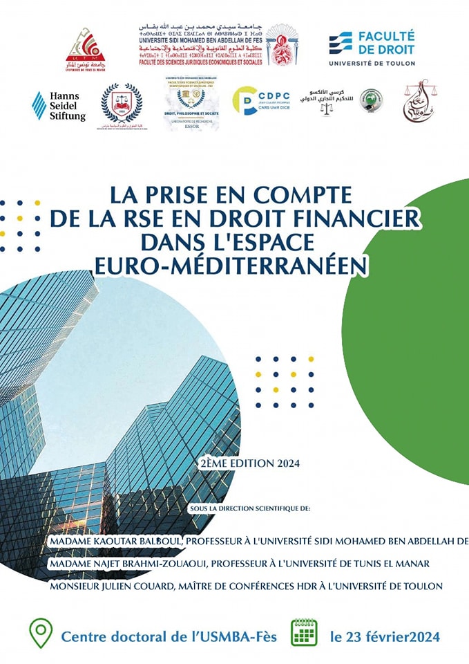 Colloque International sur le thème : La prise en Compte de la RSE en droit Financier dans l'espace Euro-Méditerranéen